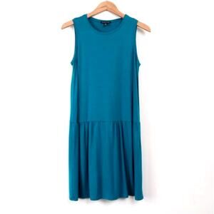 Eileen Fisher Size XS Sleeveless Drop Waist Tunic Dress Turquoise Blue